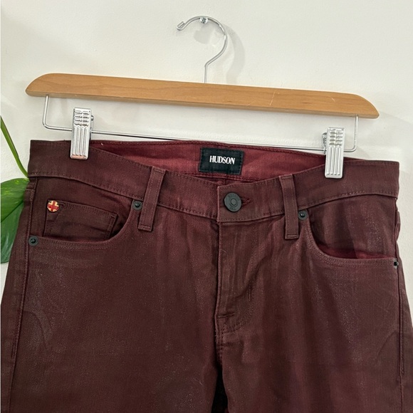 Krista Ankle super skinny Burgundy waxy Skinny Jeans - Picture 2 of 10